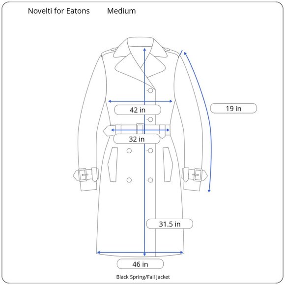 novelti Only at Eatons Black Spring Trench Coat in Size Medium - Picture 5 of 5